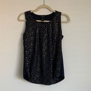 Navy and Gold Tank/Blouse, Petite XSmall